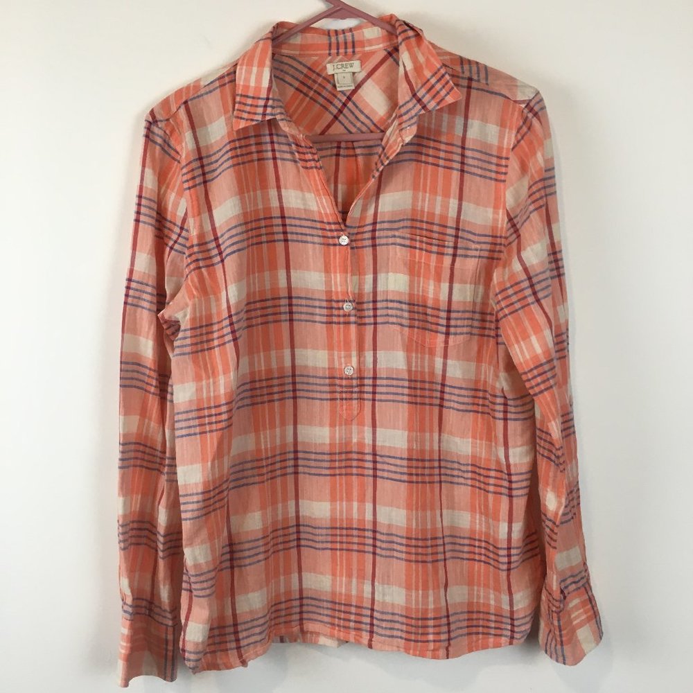 J. Crew Cotton 1/2 Button Shirt Small
